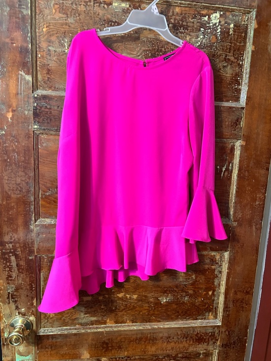 Coco Bianco Tops - Coco Bianco Hot Pink Ruffle-Hem Blouse